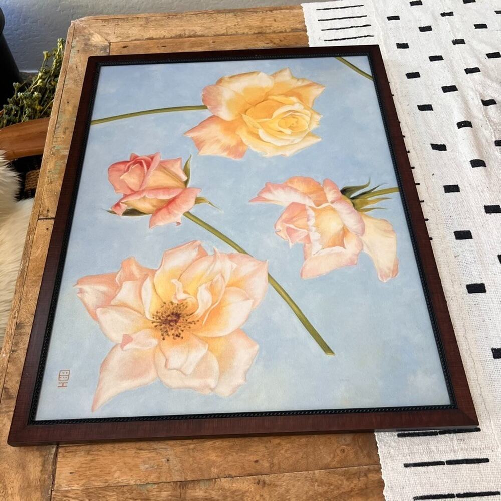Vintage Framed Painting Heaven's Roses by David Hwang